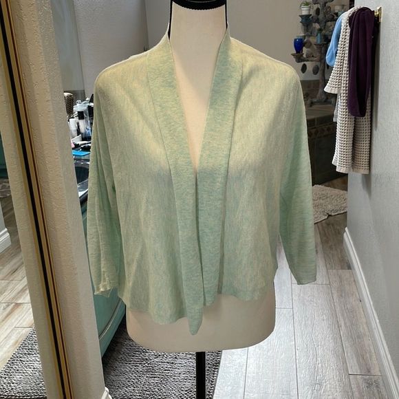 Eileen Fisher Sweaters - Eileen fisher, green open front cardigan, size small